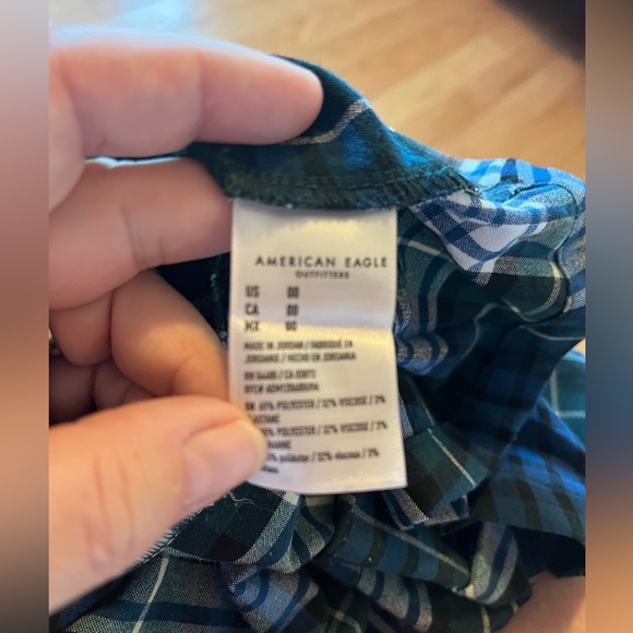 American Eagle Plaid Skirt Blue Green Size 00 - Picture 6 of 6